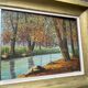 Old painting, river landscape signed M.Bonvin