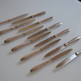 12 art deco table knives silver metal 25 cm monogram AR