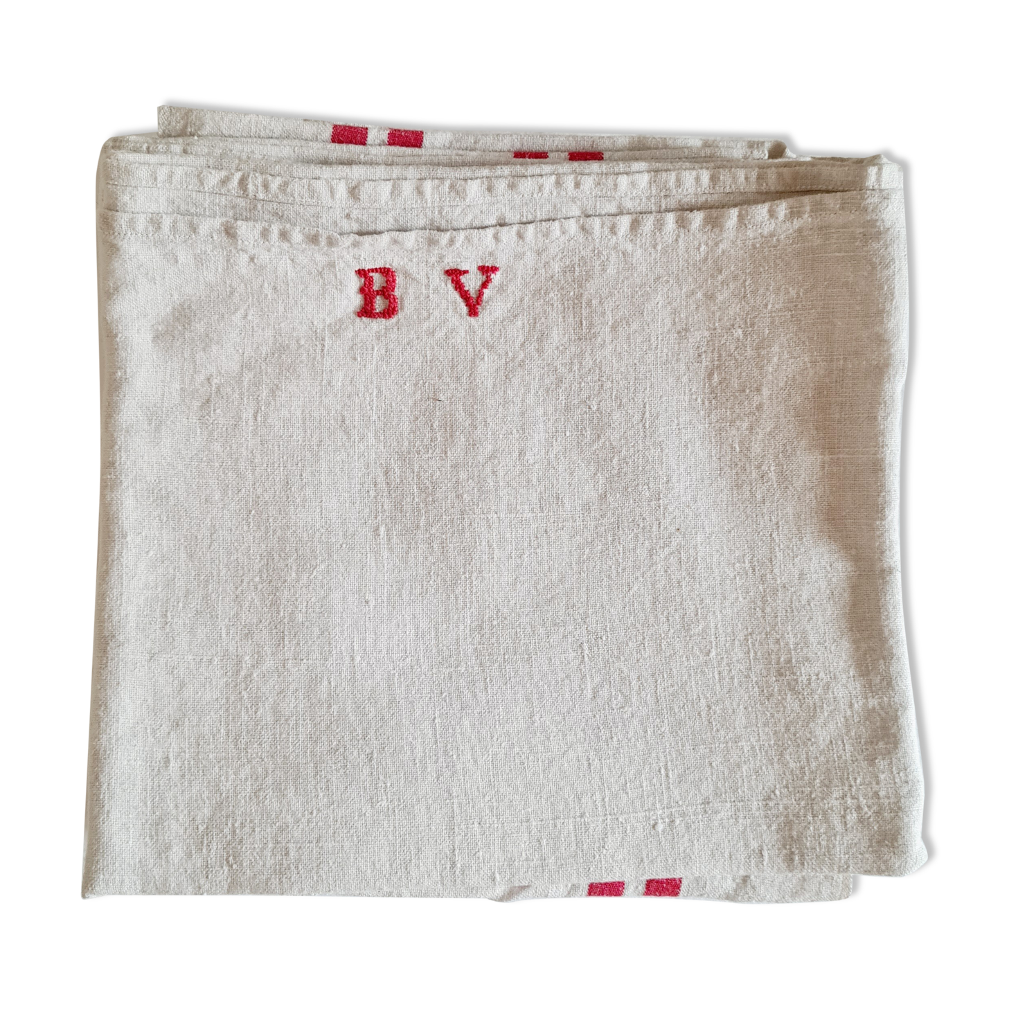 Set of 7 tea towels in old linen