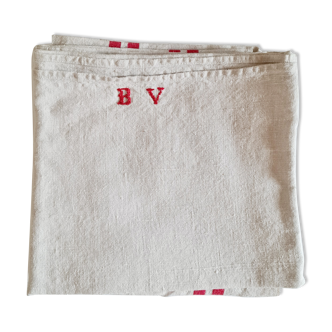 Set of 7 tea towels in old linen