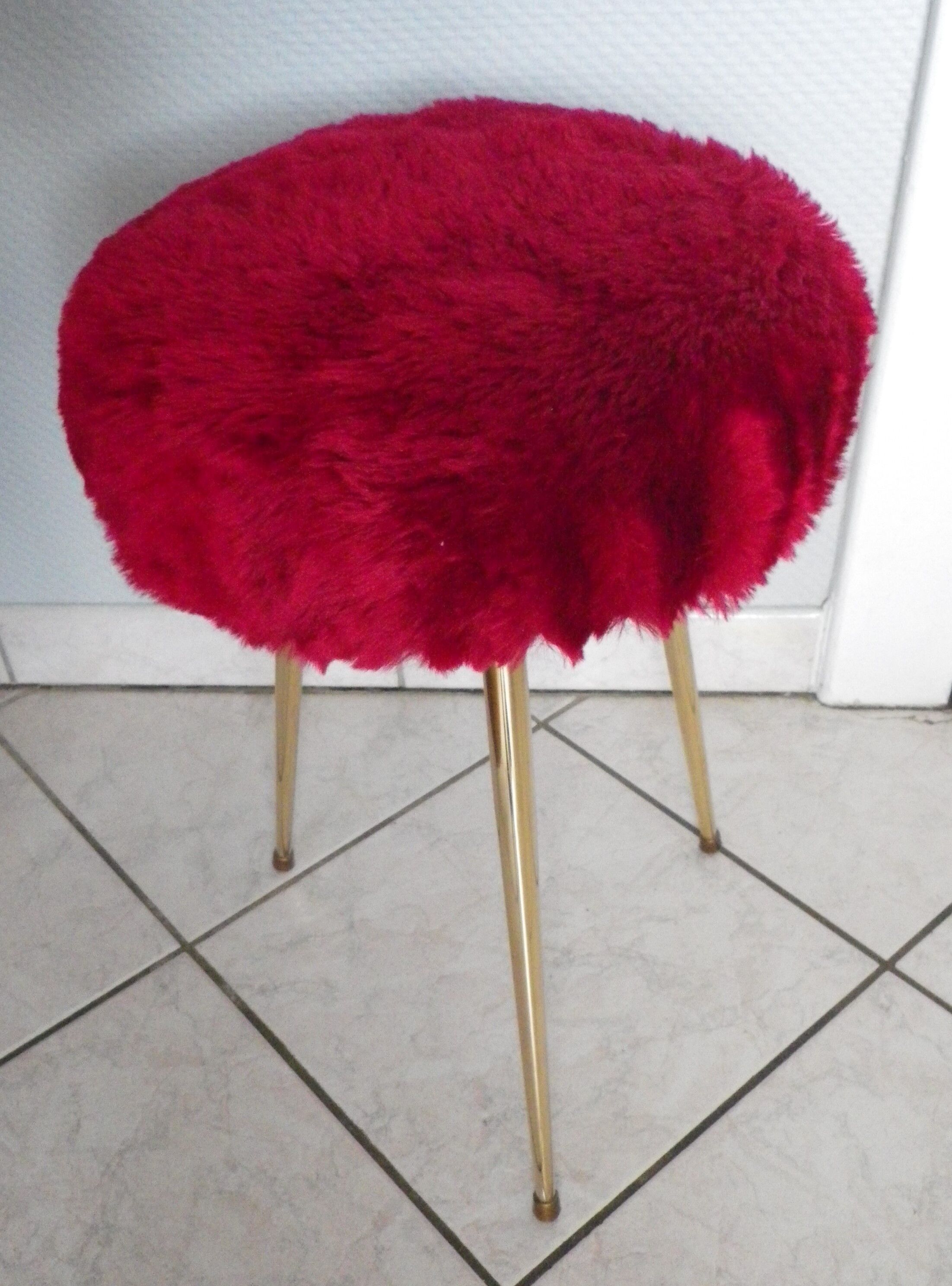 Tabouret tripode, pied compas, pelfran, années 70