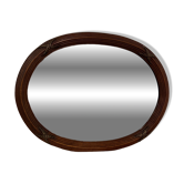 Antique Bevelled Oval Mirror Wood Frame & Bronze Decorations Louis XVI Style