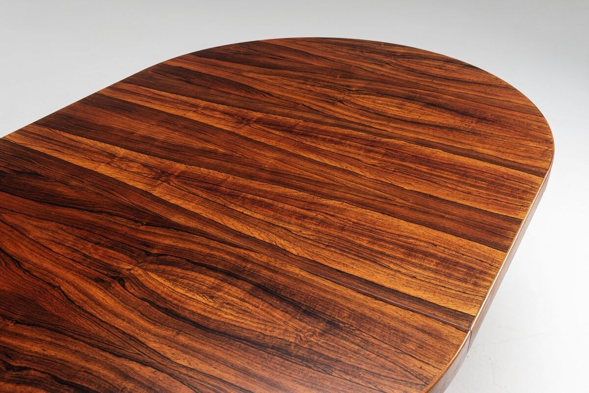 Table à manger ovale Kai Kristiansen en palissandre Villy Schou Andersen Danemark 1960