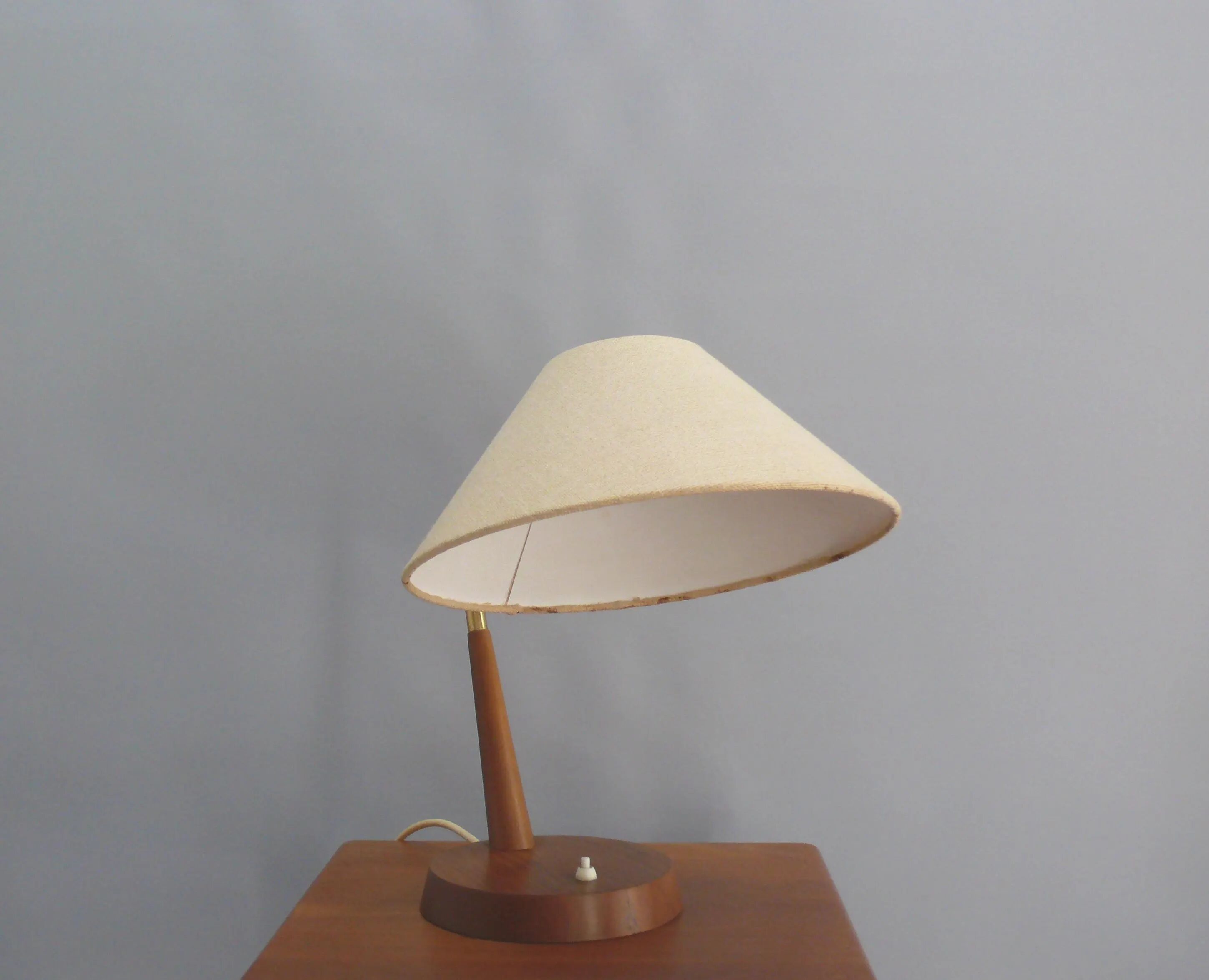 Mid Century Table Lamp by Temde, - Wood, Textile Shade