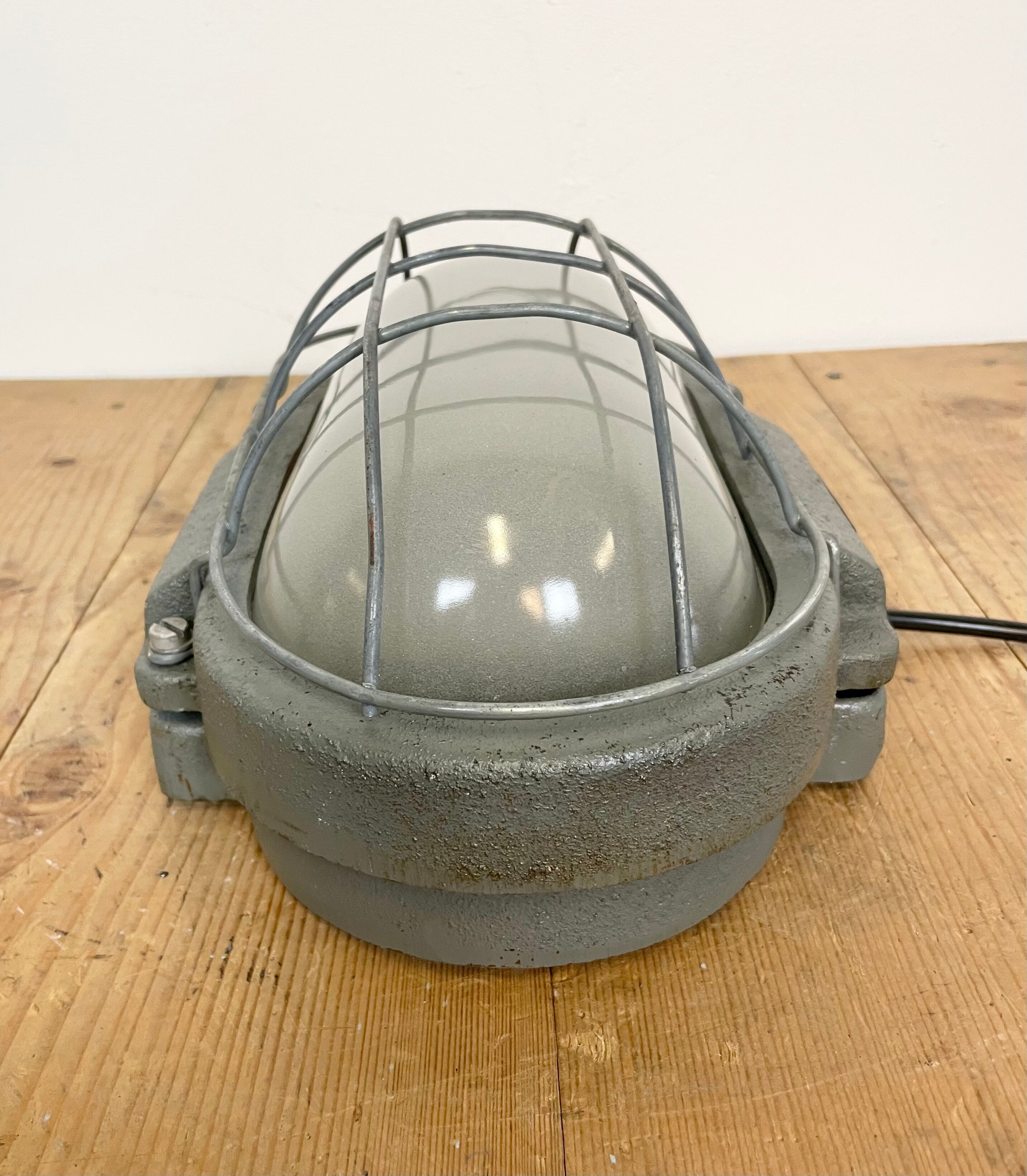 Grey Industrial Cast Iron Wall Lamp from Elektrosvit, 1960s