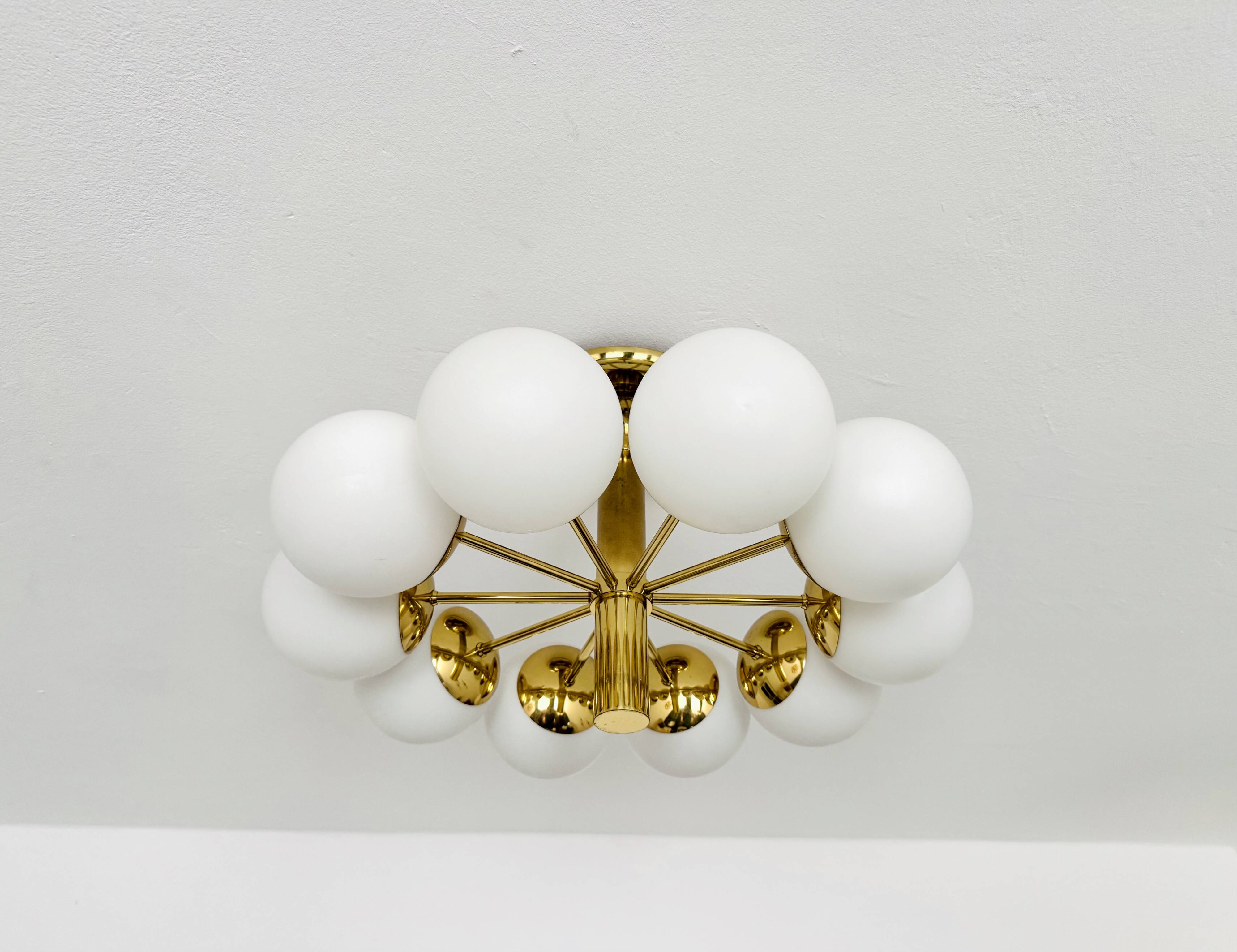 1 of 2 Brass Sputnik Flush Lamps by Kaiser Leuchten
