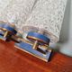 Pair of double wall lights in glass and blue lacquered metal, 1950s-60s