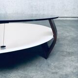 Mid-Century Modern Dutch Wenge & Smoke Glass Coffee Table, Netherlands, 1960s