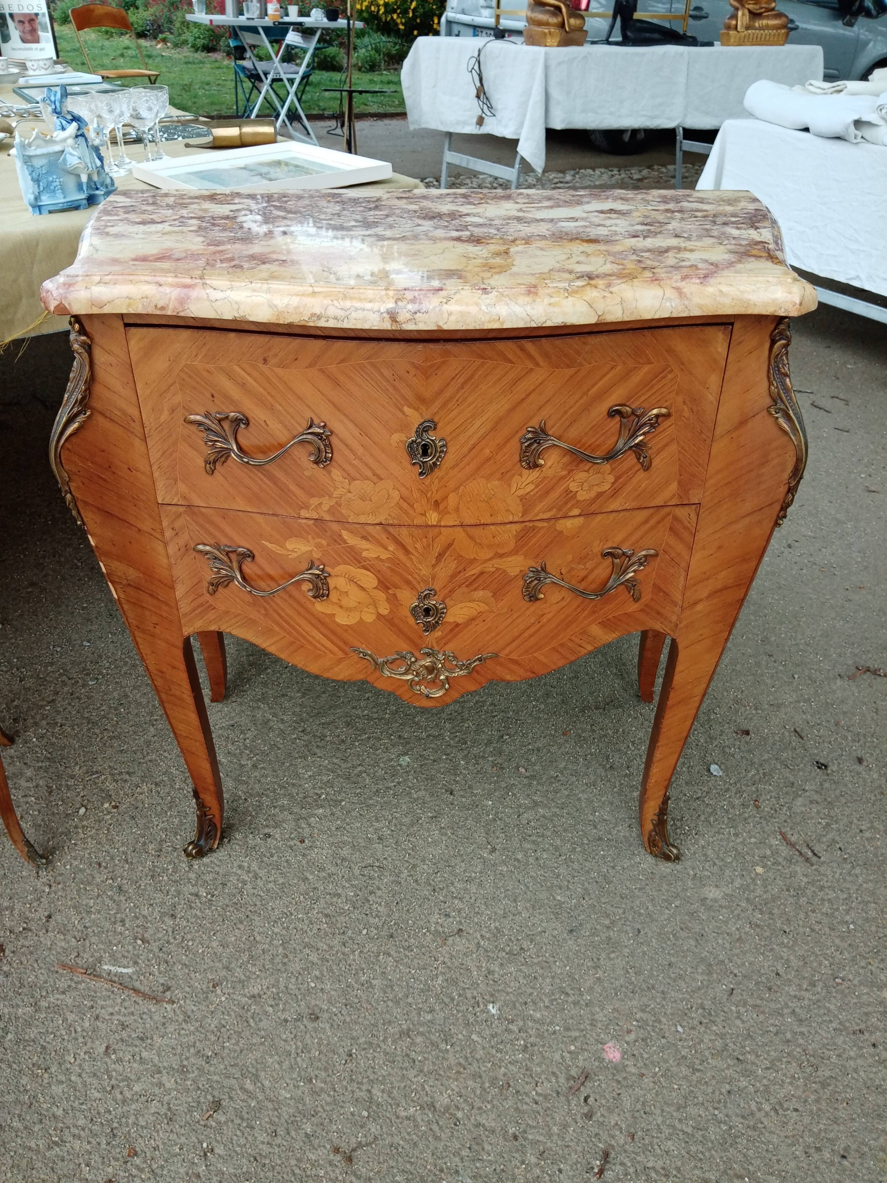 Louis XV chest of drawers 2 drawers and marble
