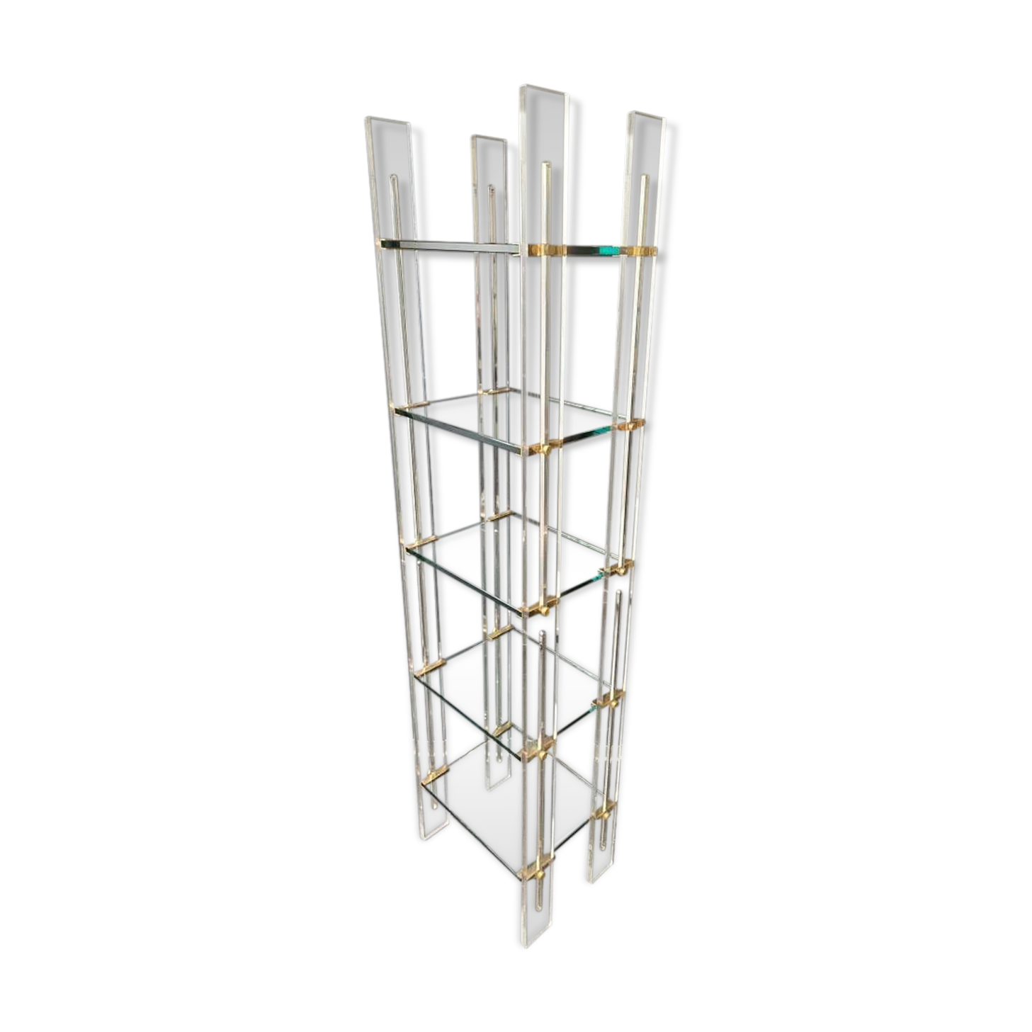 Designer shelf 70 in plexi glass and brass