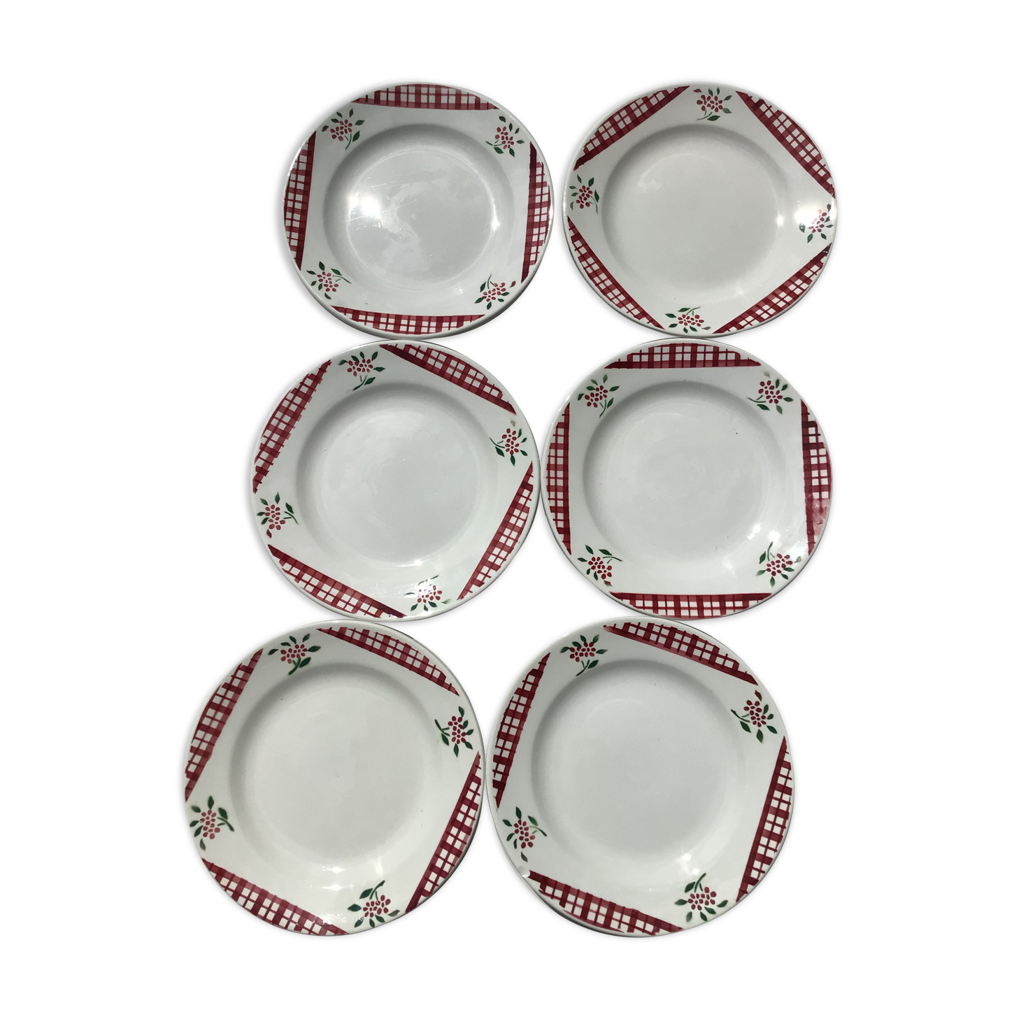 6 plates dessert digoin model niger dark red