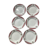 6 plates dessert digoin model niger dark red