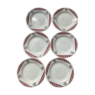 6 plates dessert digoin model niger dark red