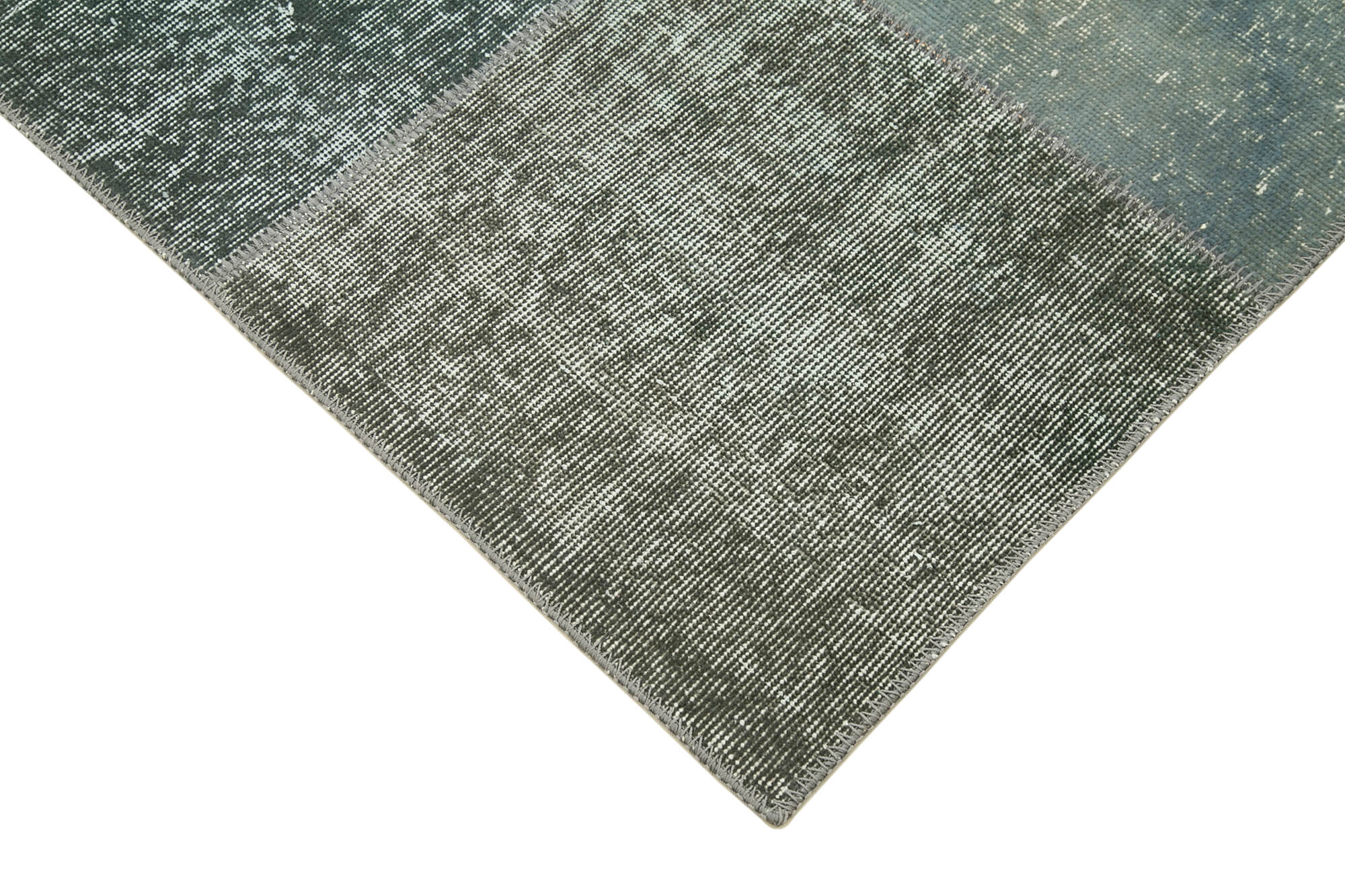 Hand-Knotted Turkish Vintage 170 cm x 245 cm Grey Patchwork Rug