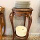 Art Nouveau wooden and marble stool