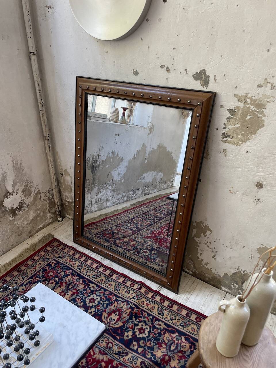 1900 wooden mirror with nails