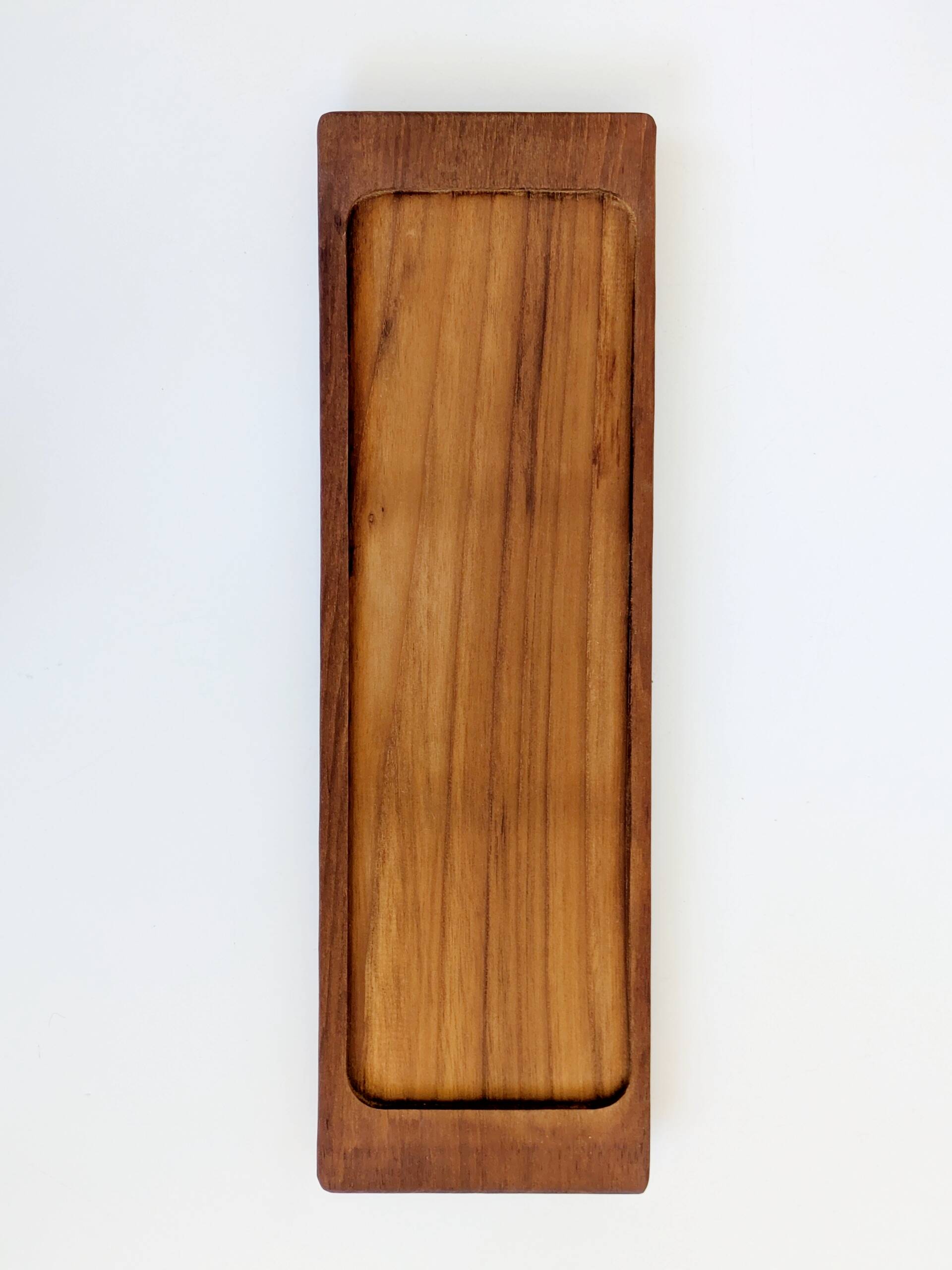 Danish vintage service teak tray, smoked glass bowls, spoon fork.