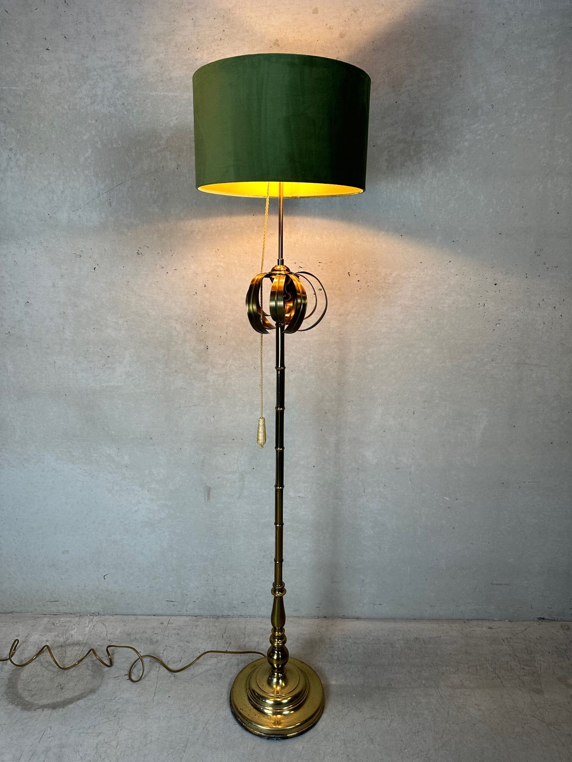 Vintage brass faux bamboo floor lamp