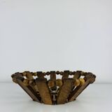 Vintage olive wood fruit bowl, 1960s