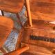 Set of 6 vintage solid wood chairs with compass legs 1960's
