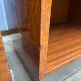 Pair of bedside table night art deco style elm and marble magnifying glass