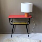 Side table formica & vintage scoubidou
