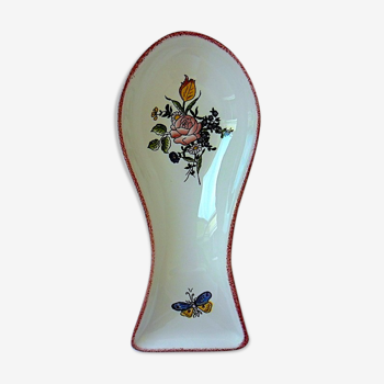 Spoon rest with floral decoration in Angoulême earthenware