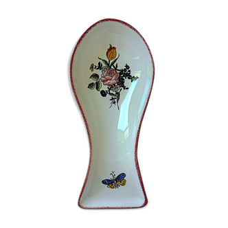 Spoon rest with floral decoration in Angoulême earthenware
