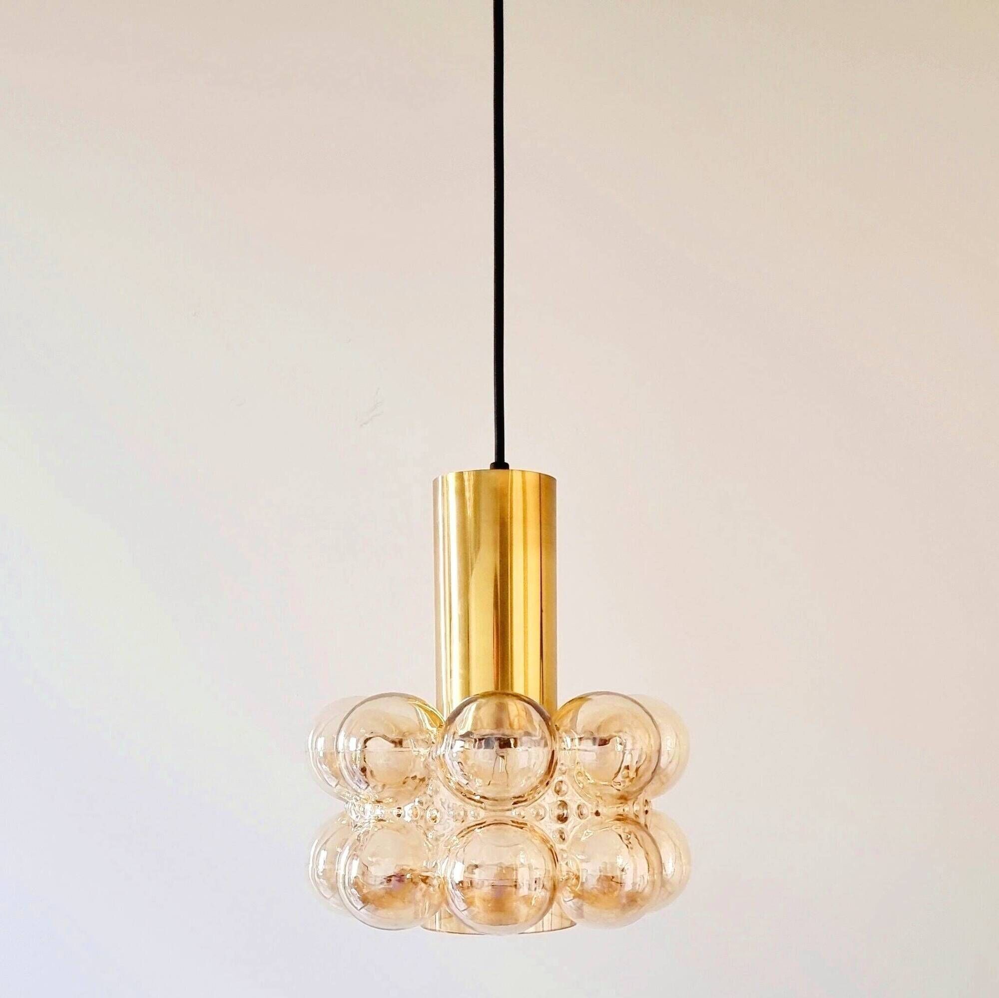 Mid-Century Modern Amber Bubble Glass Ceiling Light by Helena Tynell for Limburg, Germany, 1960s