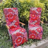 2 vintage floral deckchairs