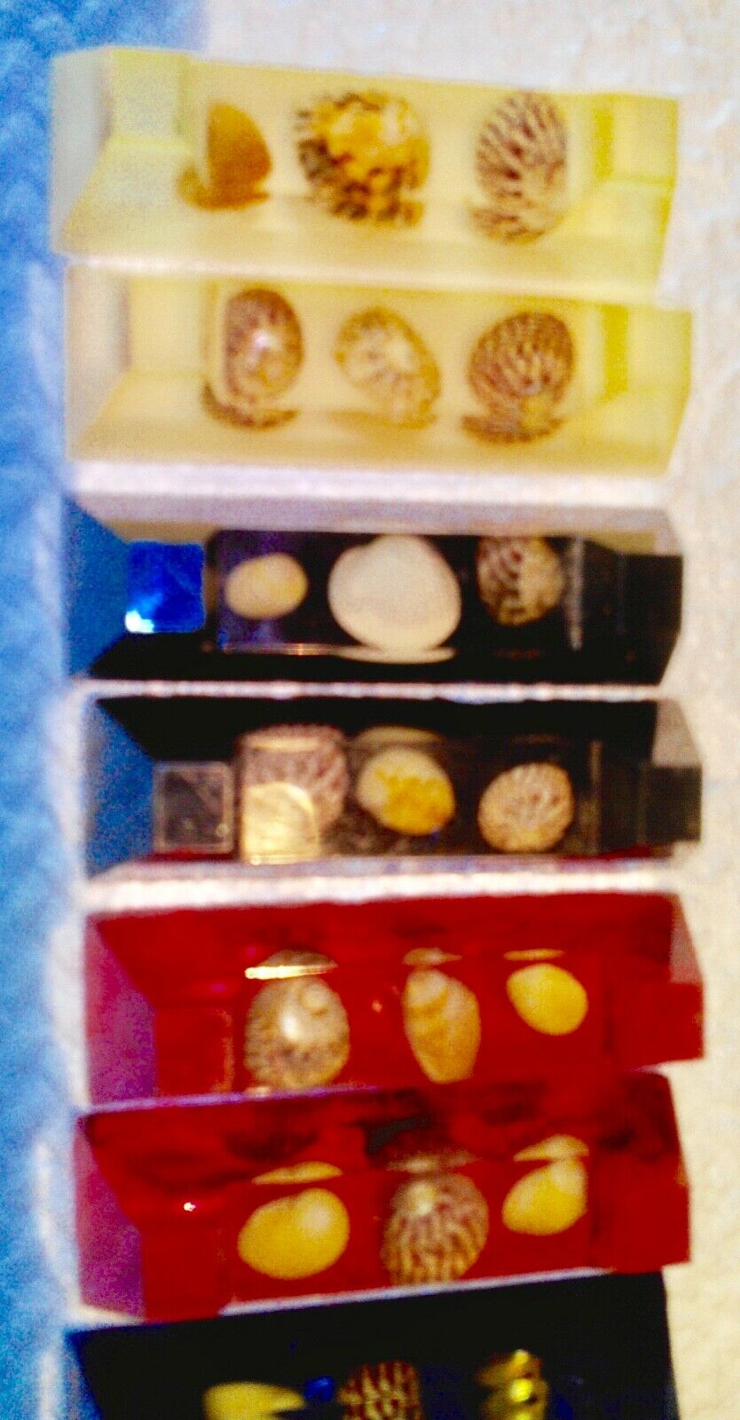 12 old holder- resin knives inclusion vintage shells 60/70