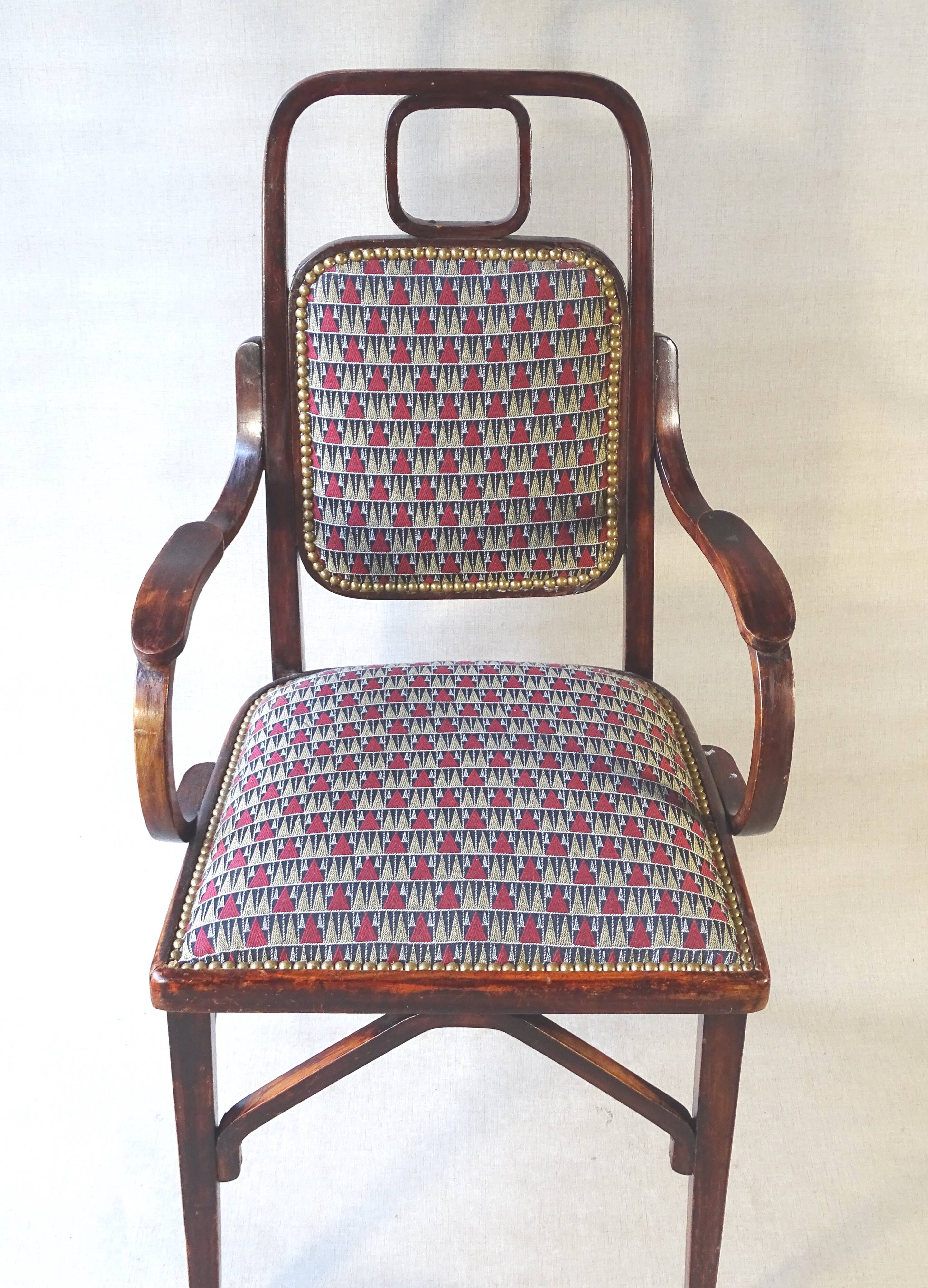 Thonet-Mundus armchair, Viennese Secession around 1915 Hoffmann fabric
