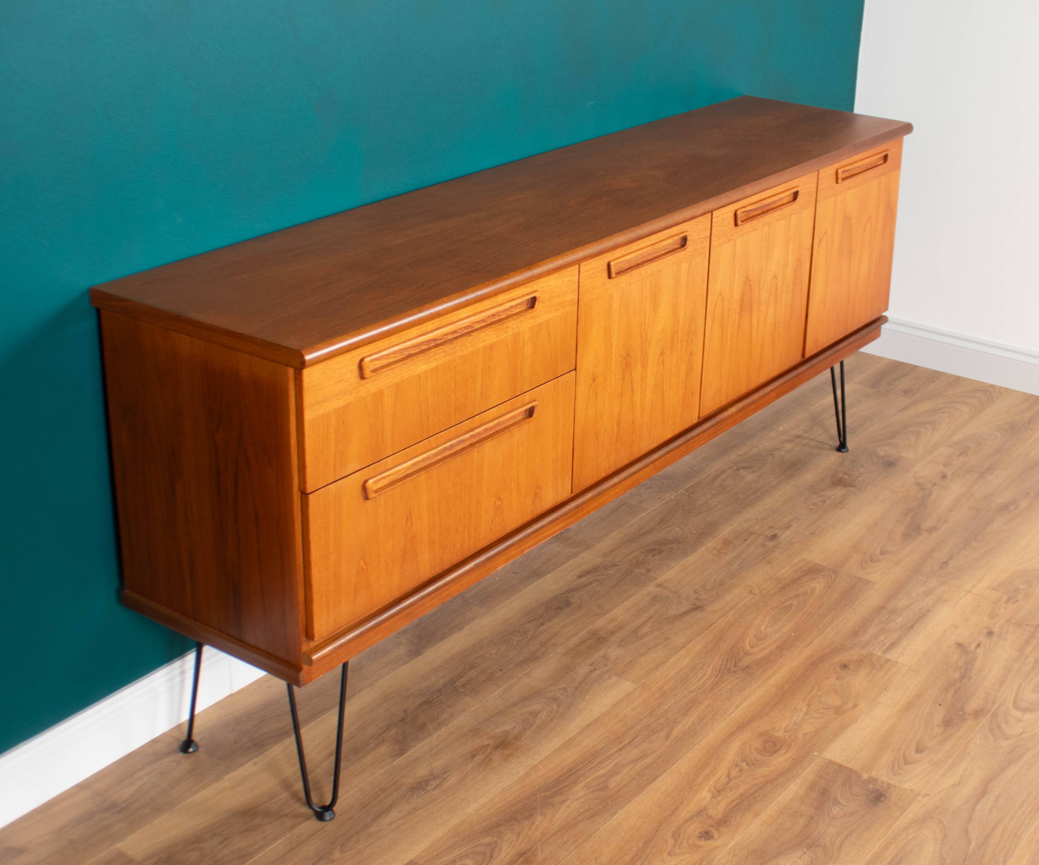 Retro Teak 1960s Long Meredew Sideboard On Hairpin Legs