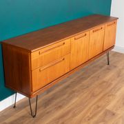 Retro Teak 1960s Long Meredew Sideboard On Hairpin Legs