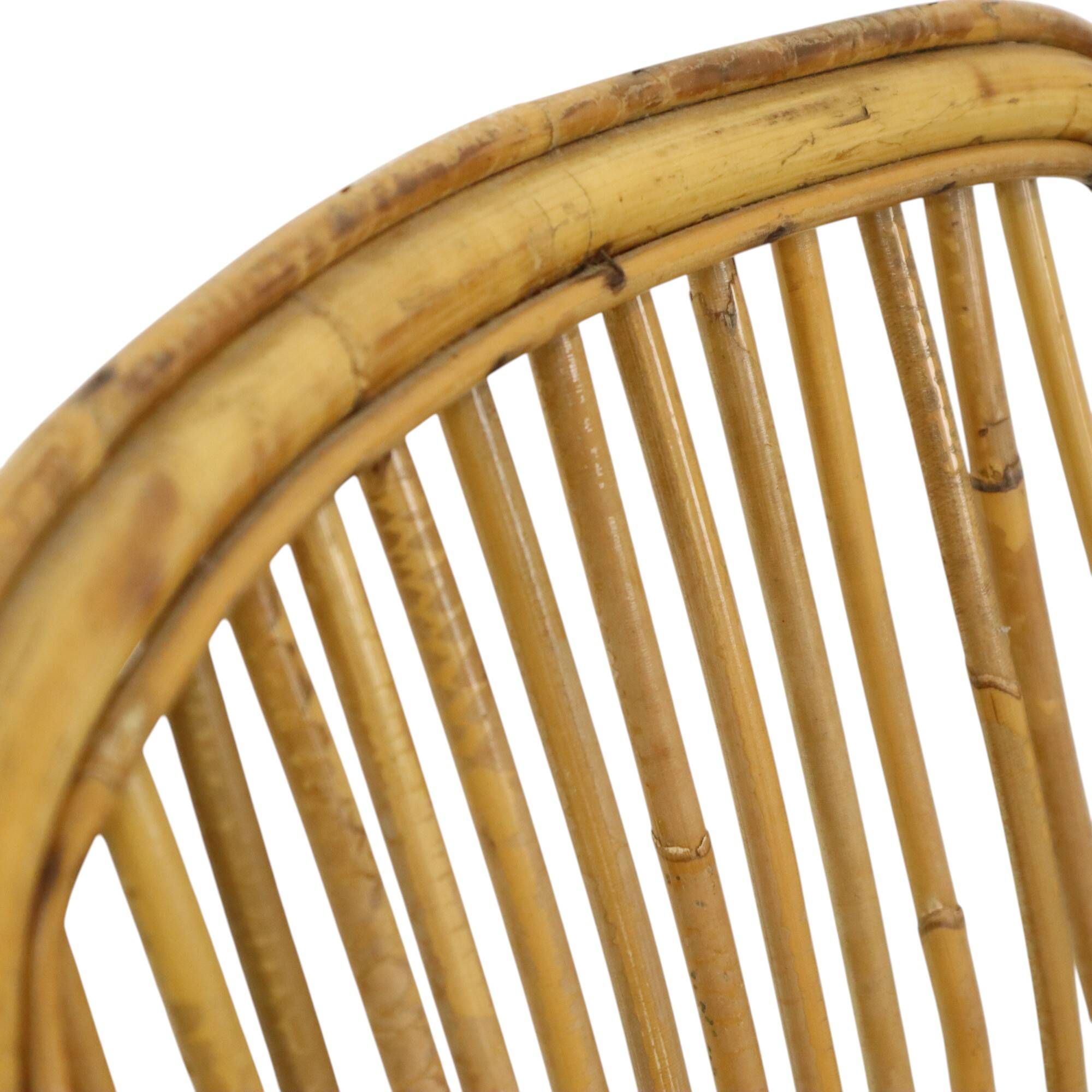 Italian rattan armchair, French Riviera style; Bohemian style side table