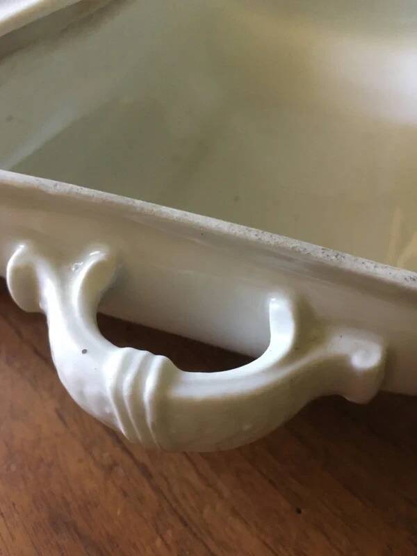 Rare white soup tureen haviland & co limoges h & co l with lid and handles.