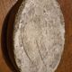 Vintage plaster frame of the Virgin, old religious painting