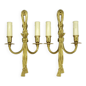 Large pair of Louis XVI style wall lights from Hettier Vincent - bronze
