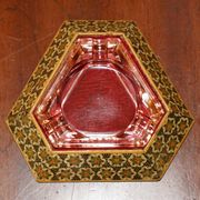 Cendrier persan antique avec plateau triangulaire en verre