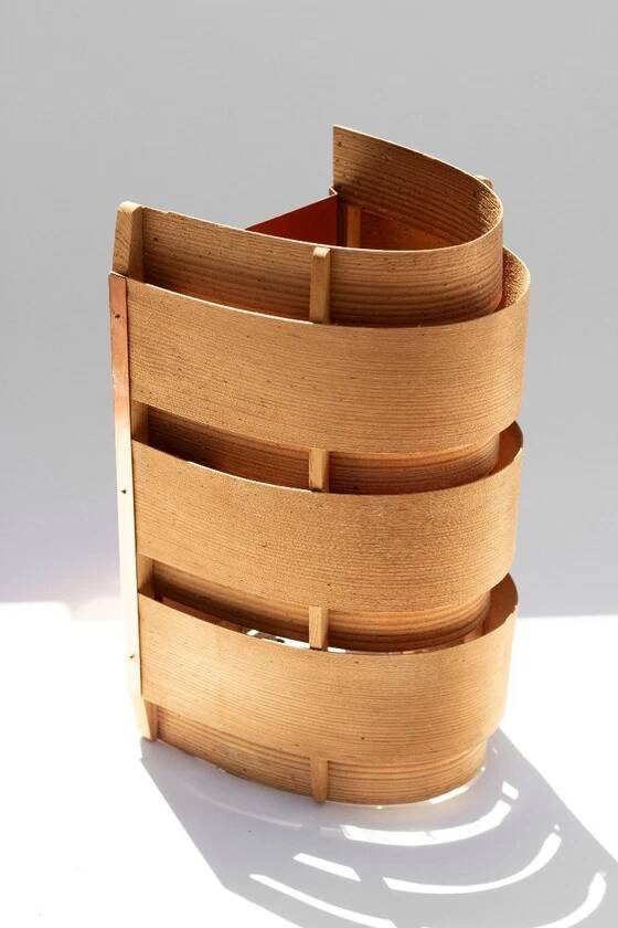 Hans-Agne Jakobsson wall lamp in pine veneer V155 - Sweden, 1960s