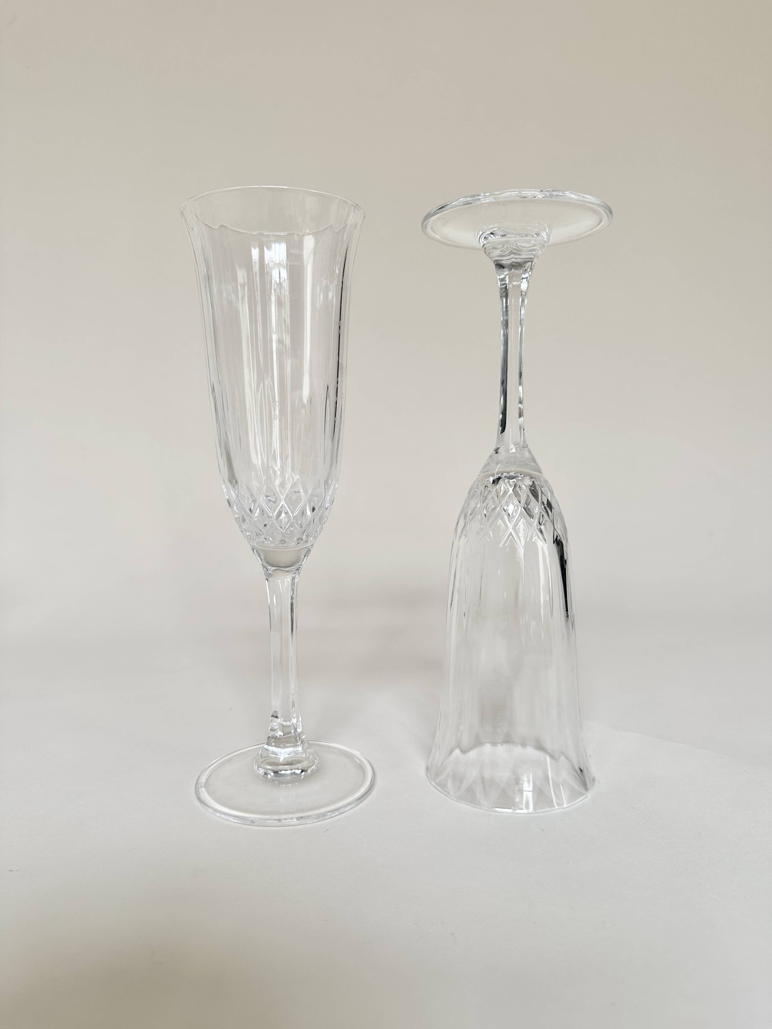 Set of 12 crystal champagne flutes