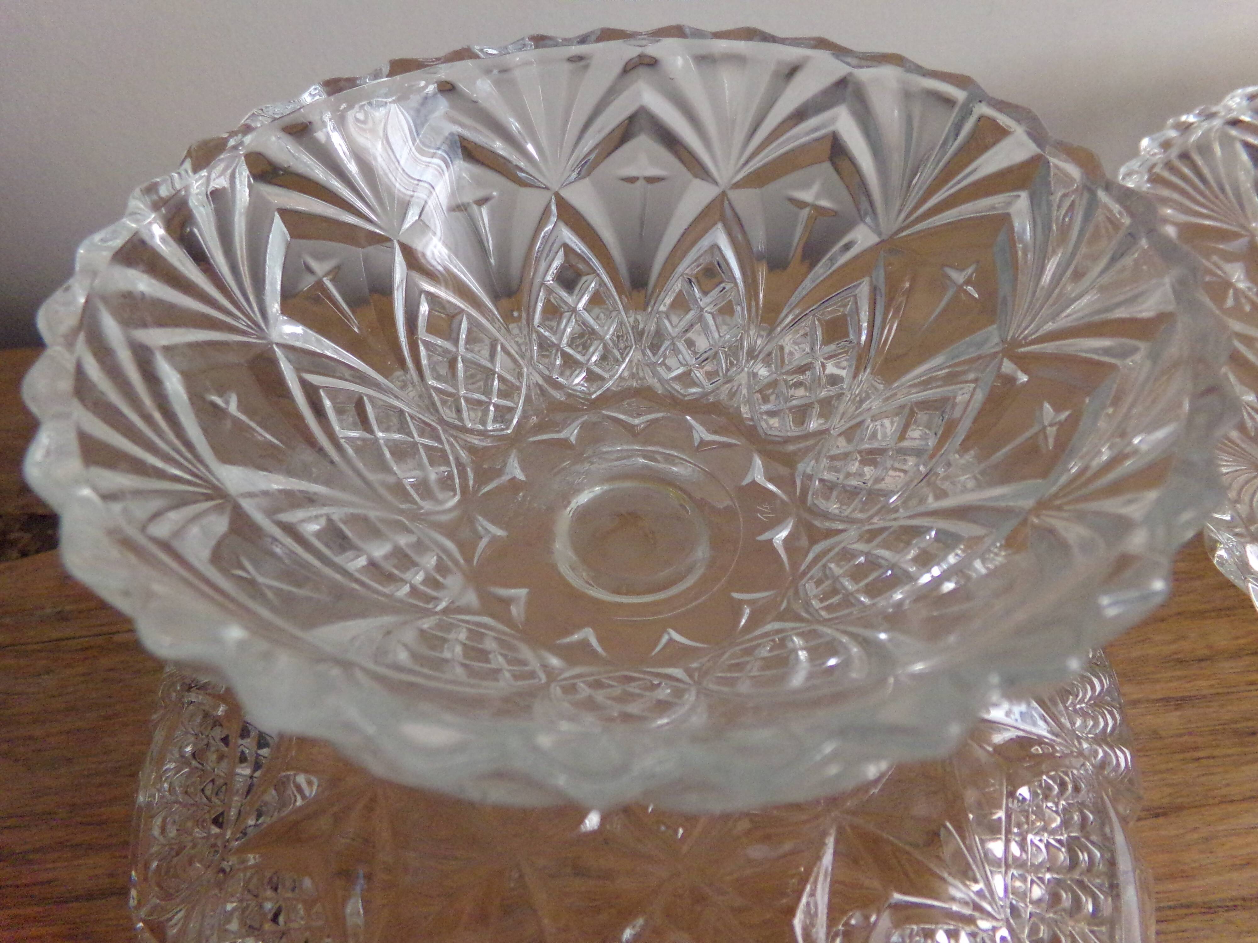 Cut glass dish and fruit cup