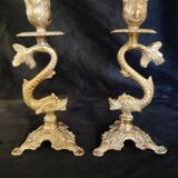 Zoomorphic bronze candle holder