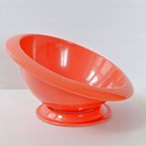 Vintage 1970 salad bowl in orange plastic 70s space age on removable base