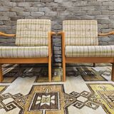 Pair of vintage scandinavian armchairs 1970 scottish fabric
