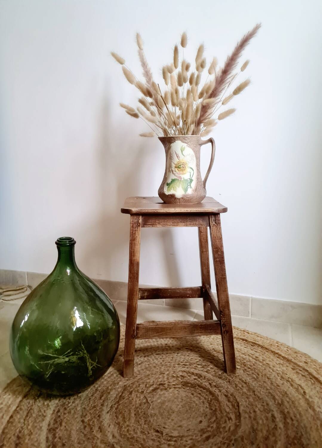 Old vintage handcrafted kitchen stool
