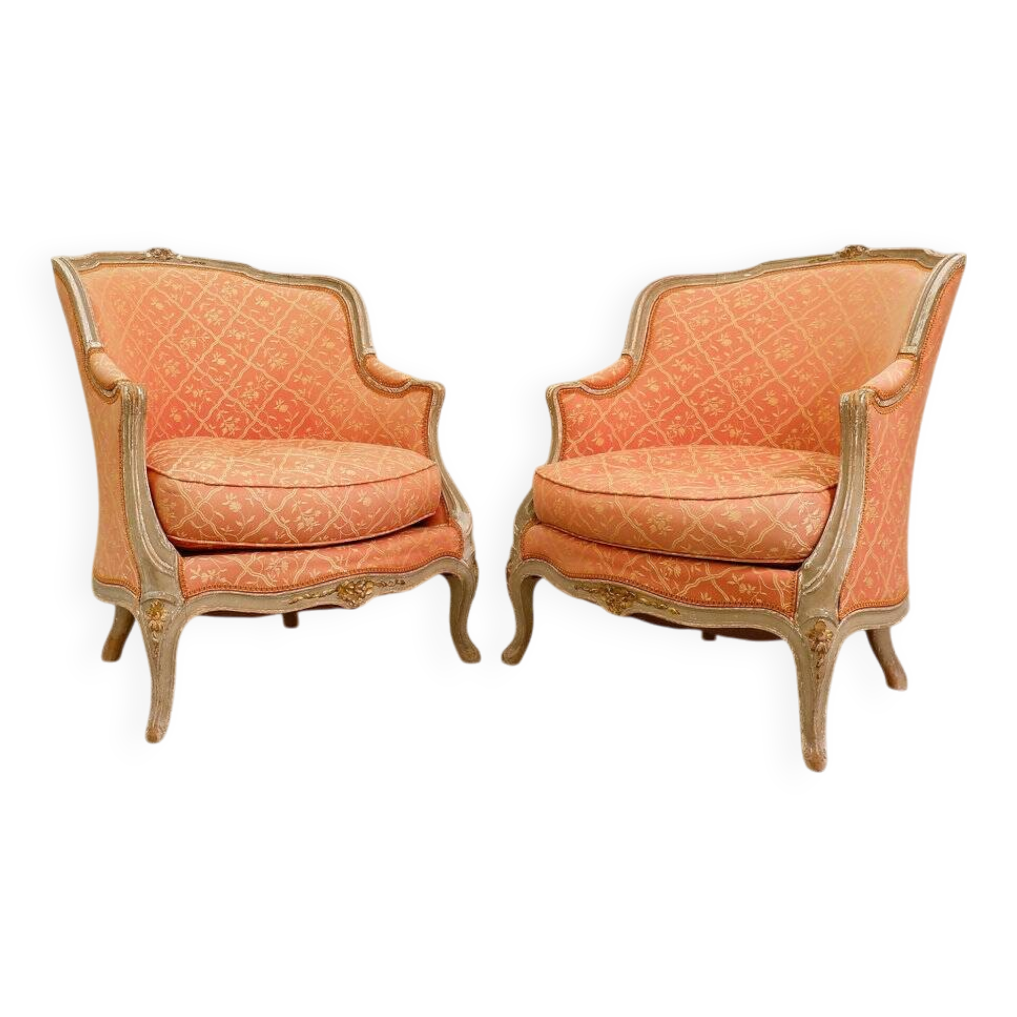 Set of Louis XV Style Gondola Bergère Armchairs