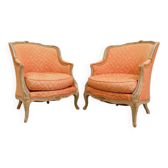 Set of Louis XV Style Gondola Bergère Armchairs