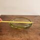 Old Pocket Bowl Fruit Dish Green Olive Crystal Bohemian Czechoslovakian