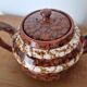 Brown ceramic teapot Sarreguemines model Mary Digoin